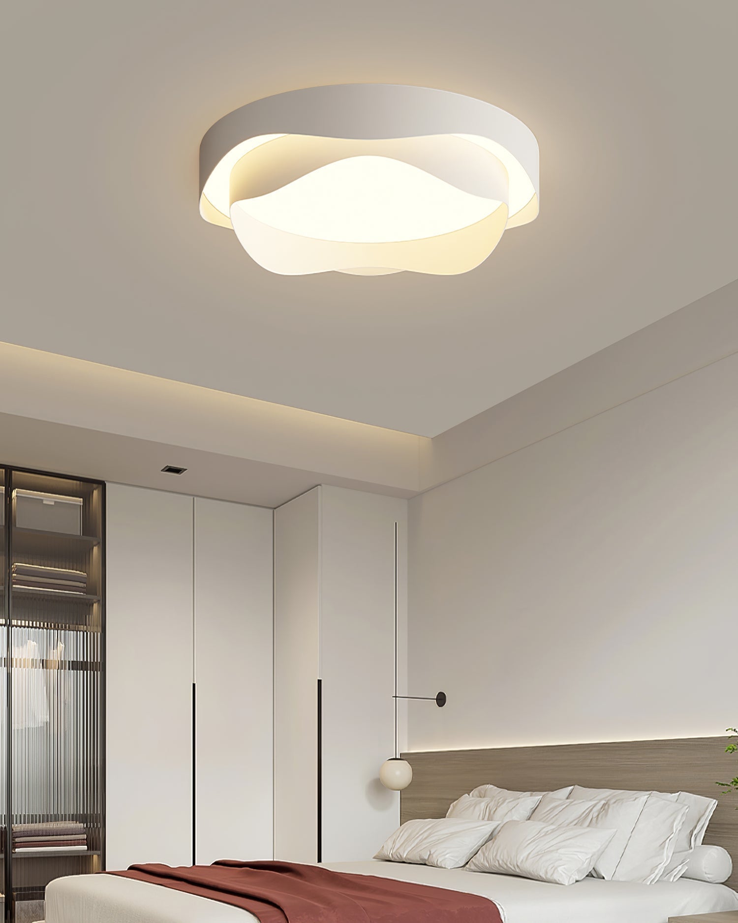 Lustra Plafonnier Blanc en Métal Moderne