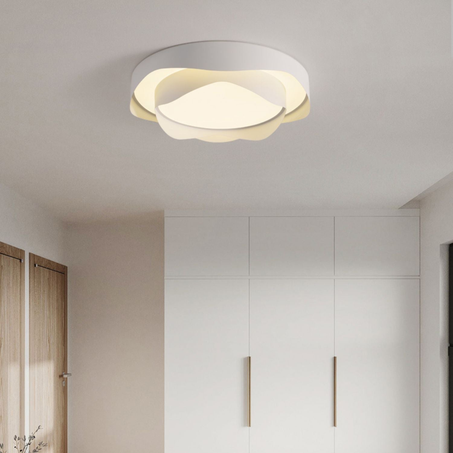Lustra Plafonnier Blanc en Métal Moderne