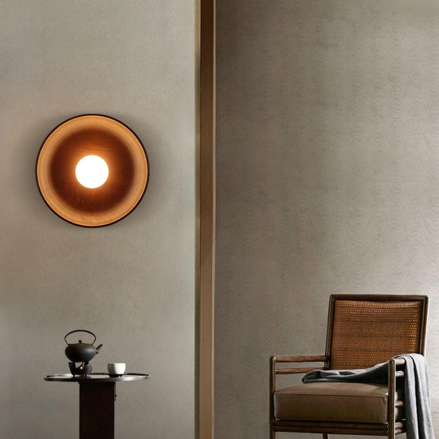 Cumirisra Applique Murale Moderne Minimaliste en Verre et Bois