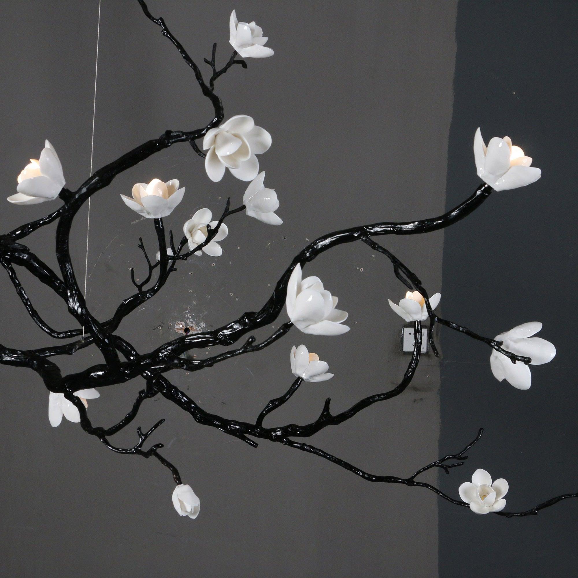Lustra Lustre en Céramique Fleurs et Branches Noires