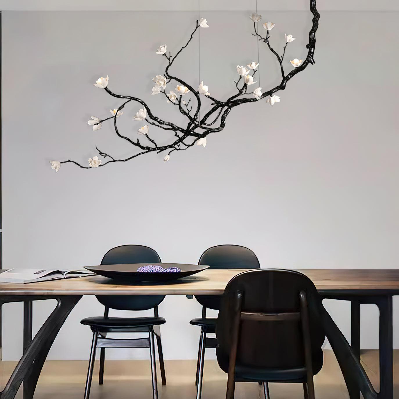 Lustra Lustre en Céramique Fleurs et Branches Noires