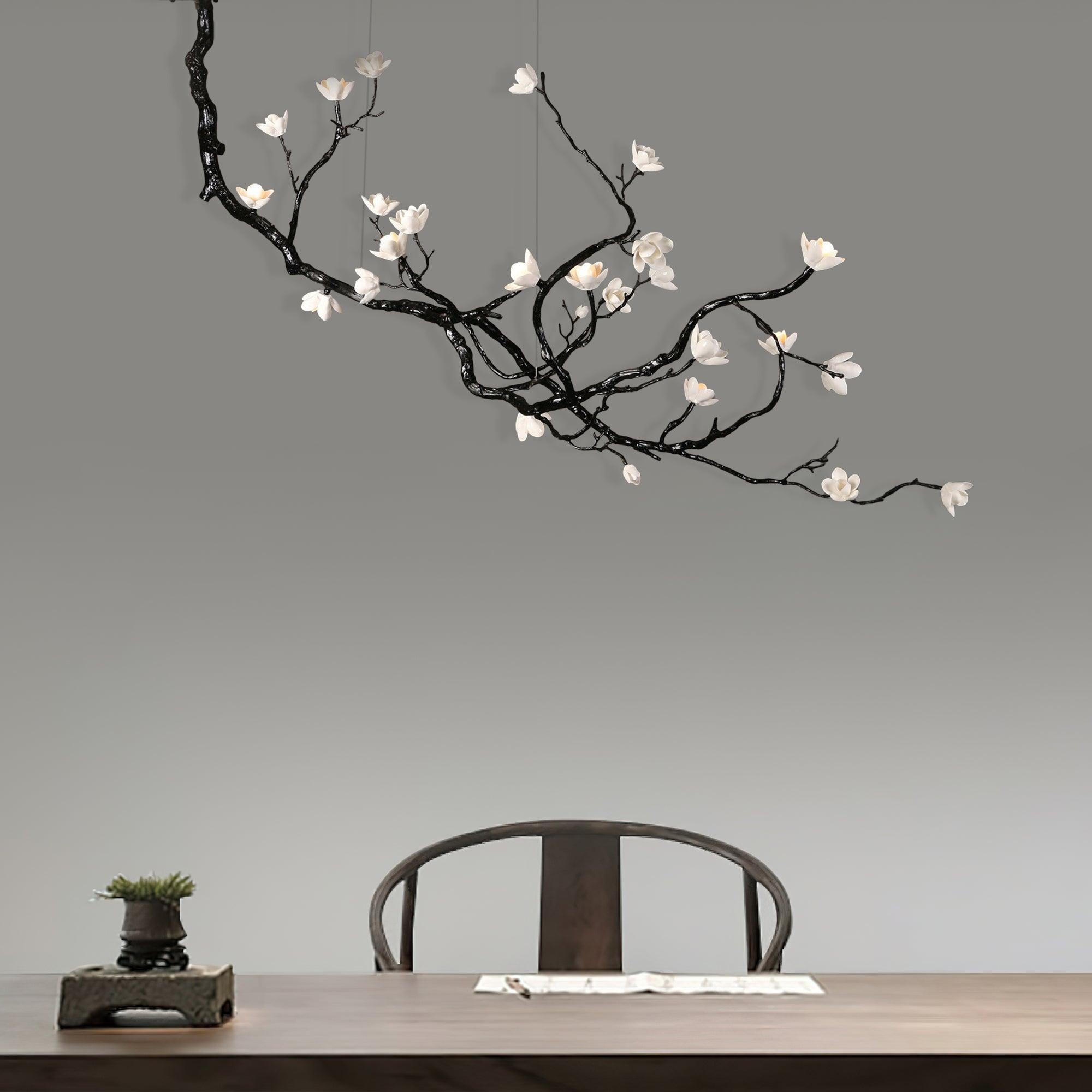Lustra Lustre en Céramique Fleurs et Branches Noires