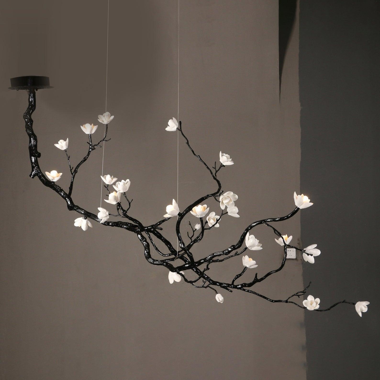 Lustra Lustre en Céramique Fleurs et Branches Noires