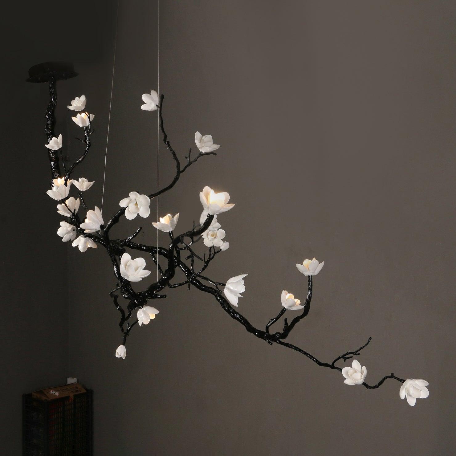 Lustra Lustre en Céramique Fleurs et Branches Noires