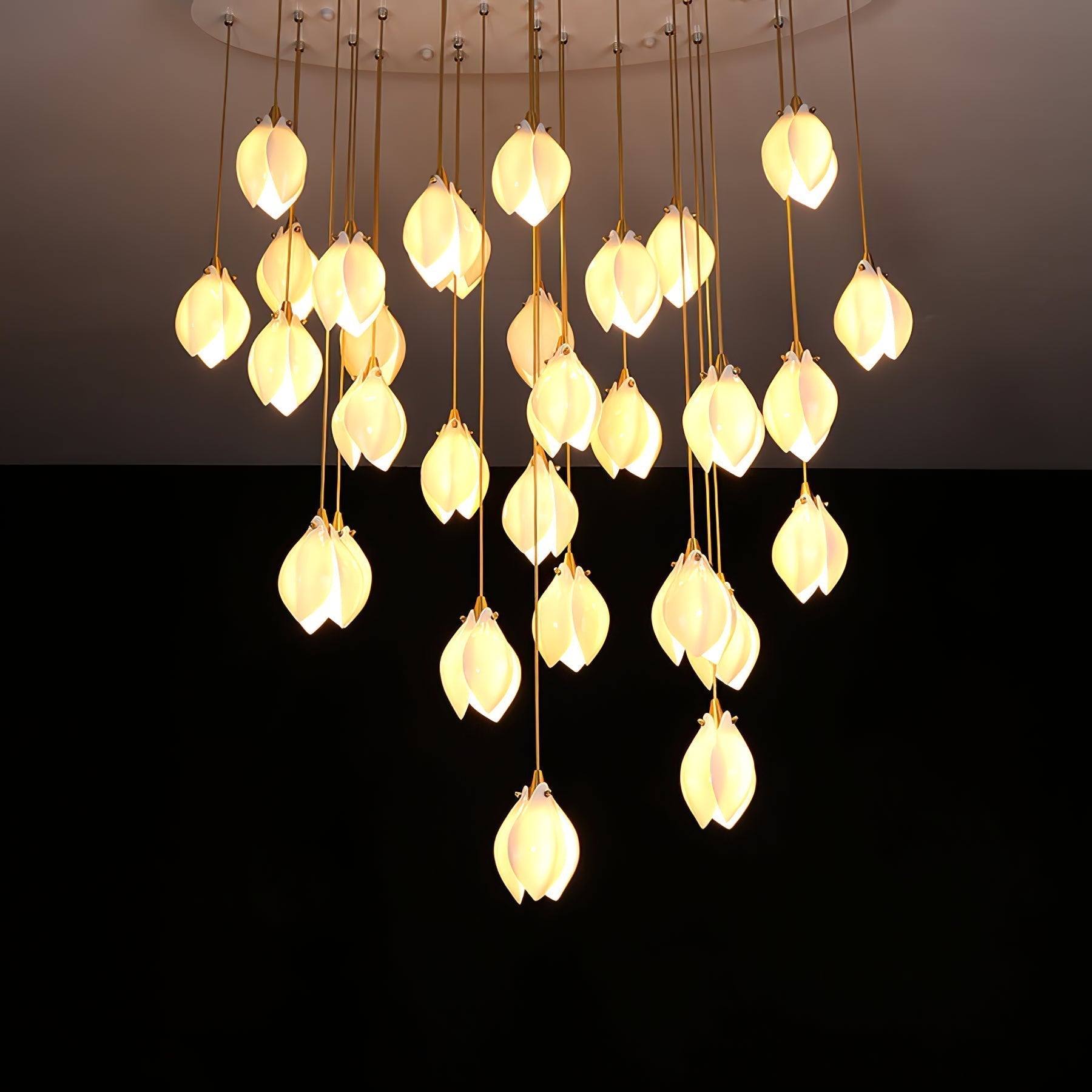 Lustra Suspension Lampe Céramique Florale Blanche