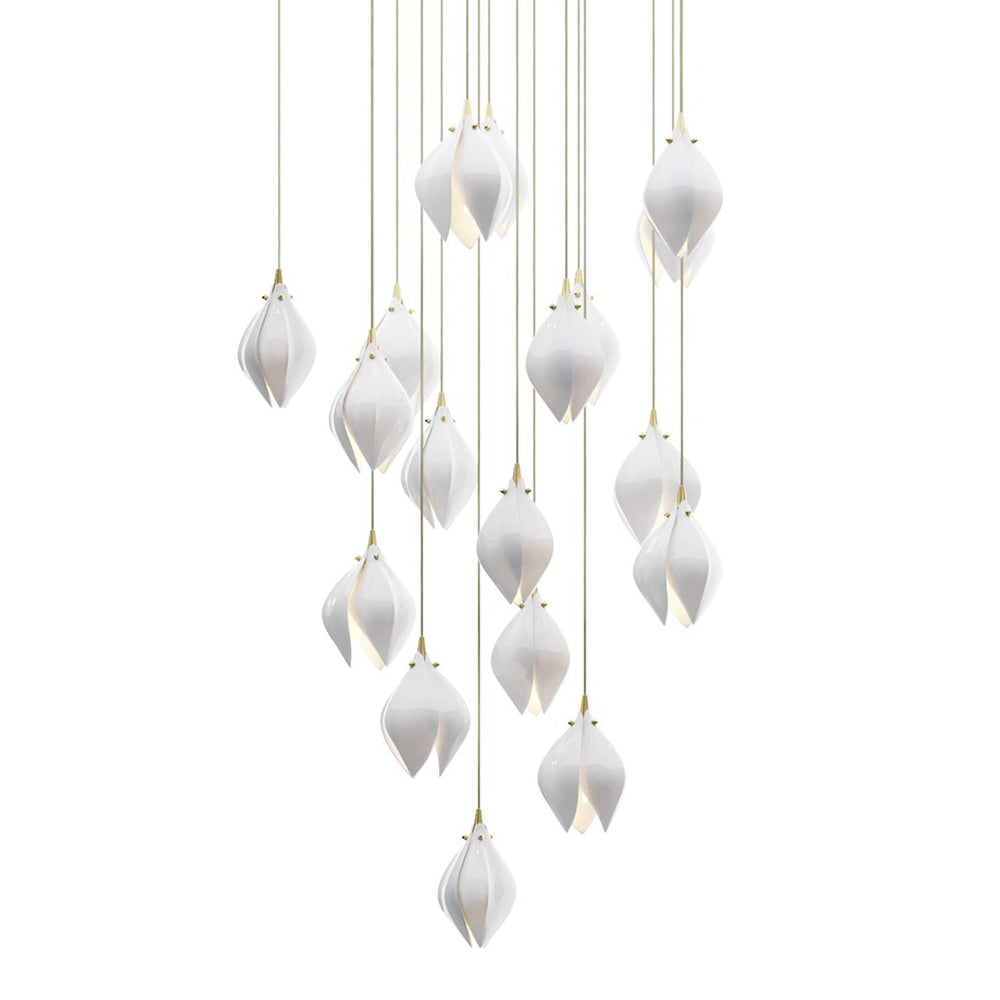 Lustra Suspension Lampe Céramique Florale Blanche