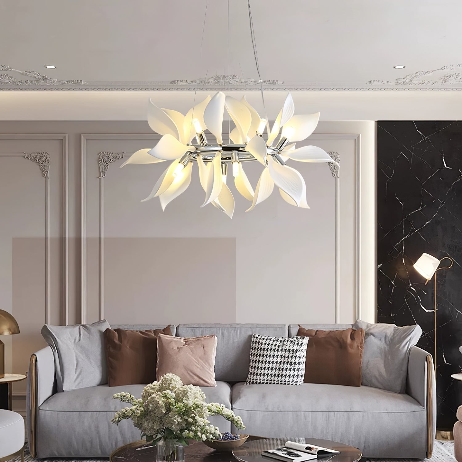 Lustra Suspension Céramique Pétales Épanouis