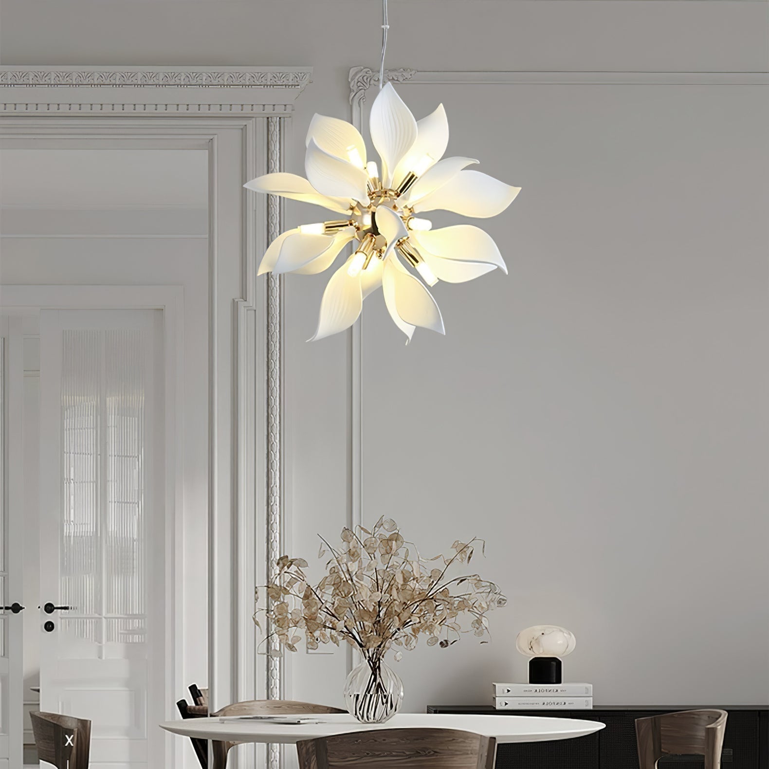 Lustra Suspension Céramique Pétales Épanouis