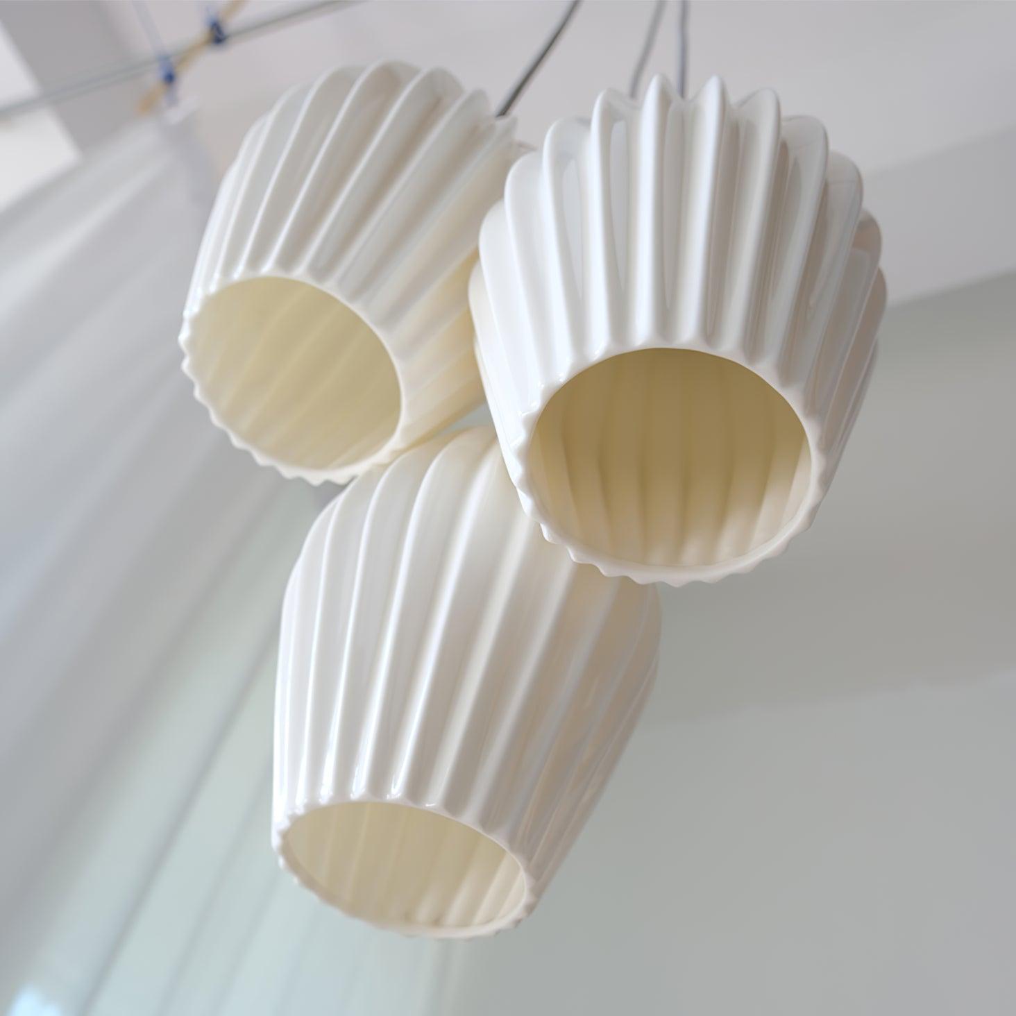 Solara Lampe à suspension en céramique côtelée en porcelaine élégante