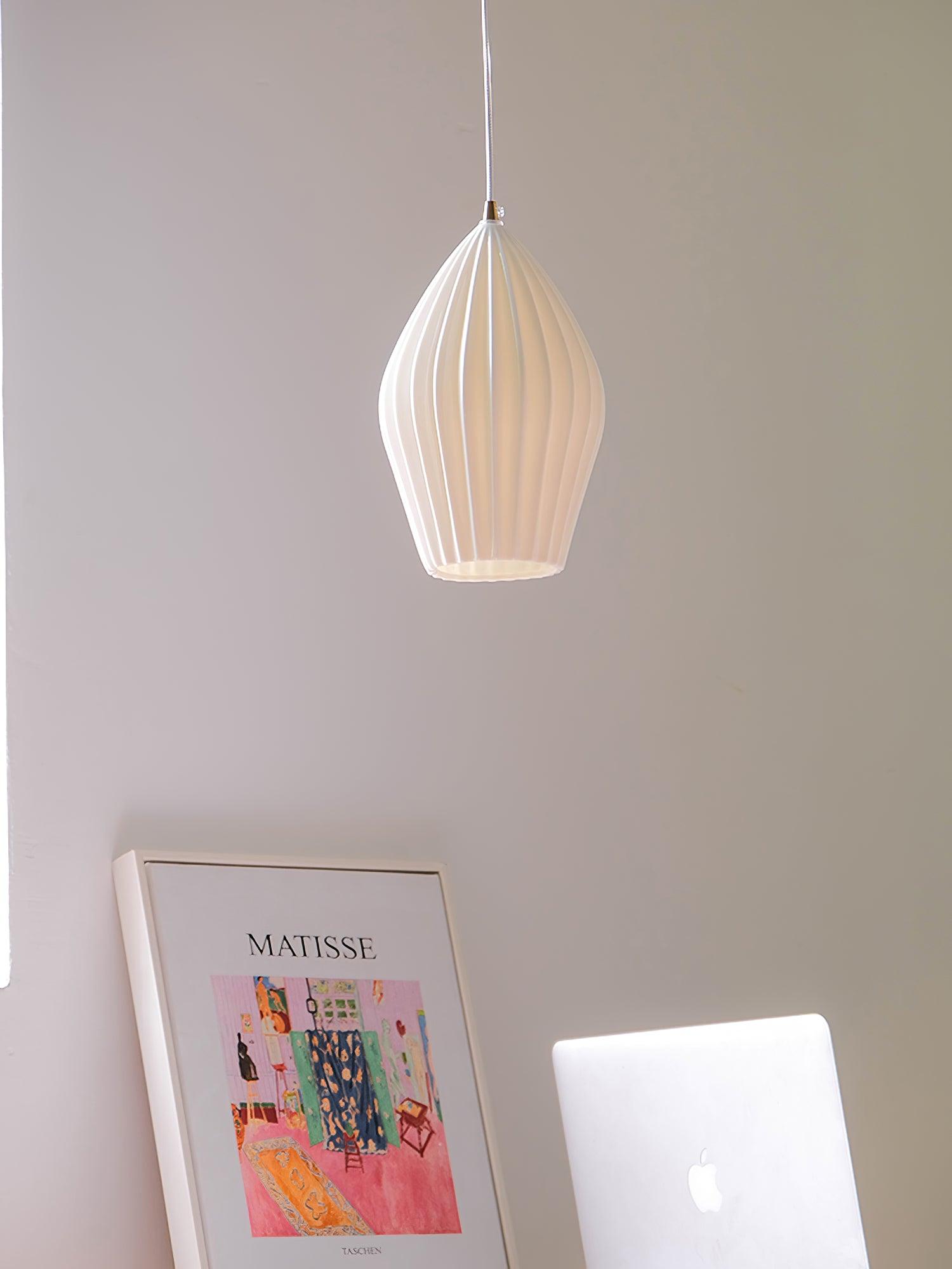 Solara Lampe à suspension en céramique côtelée en porcelaine élégante