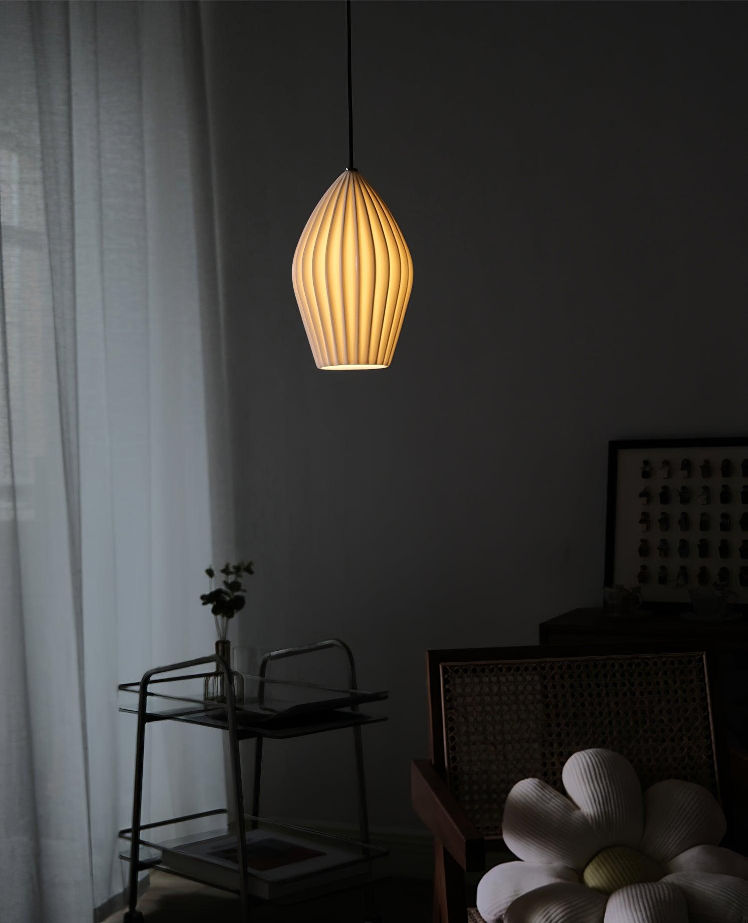 Solara Lampe à suspension en céramique côtelée en porcelaine élégante