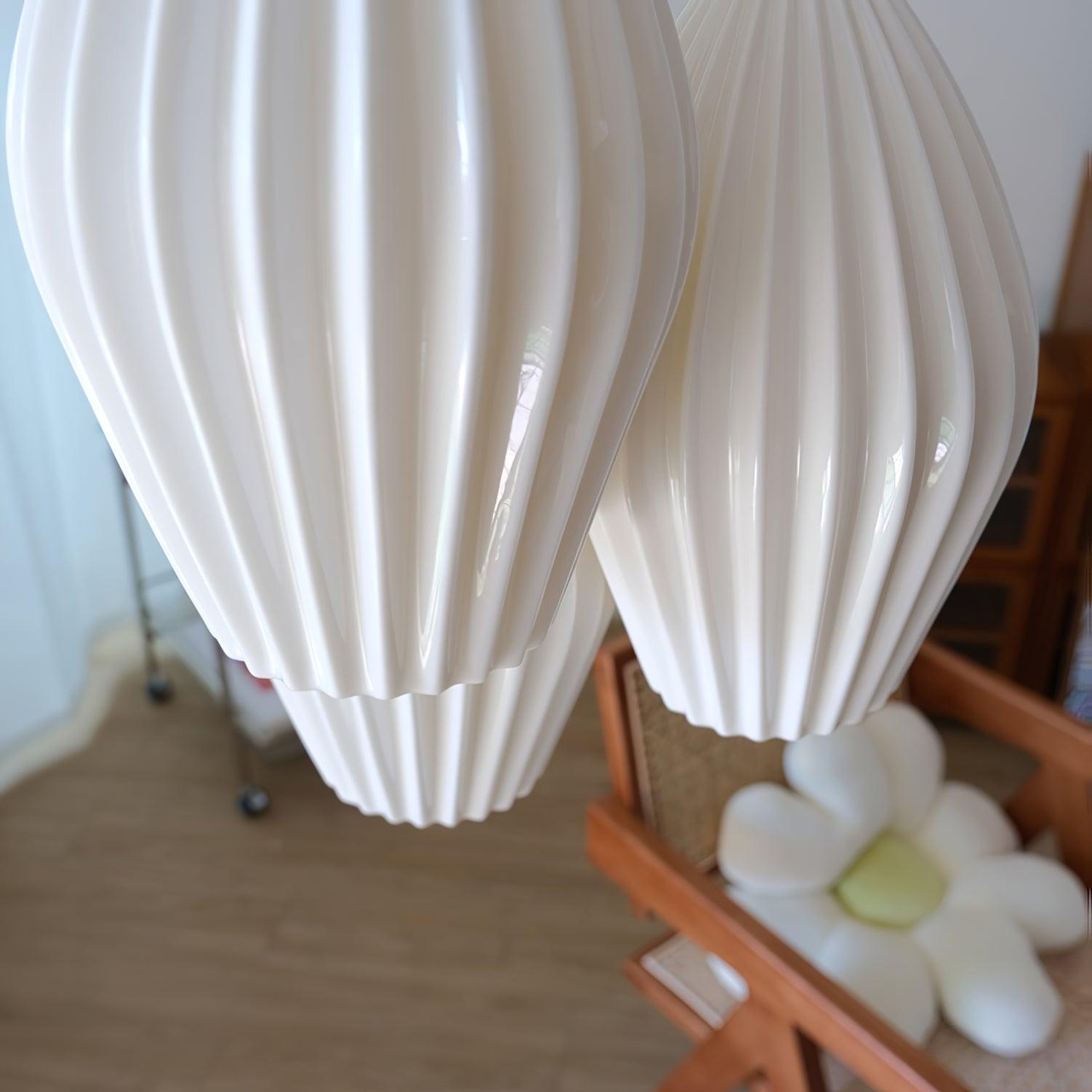 Solara Lampe à suspension en céramique côtelée en porcelaine élégante