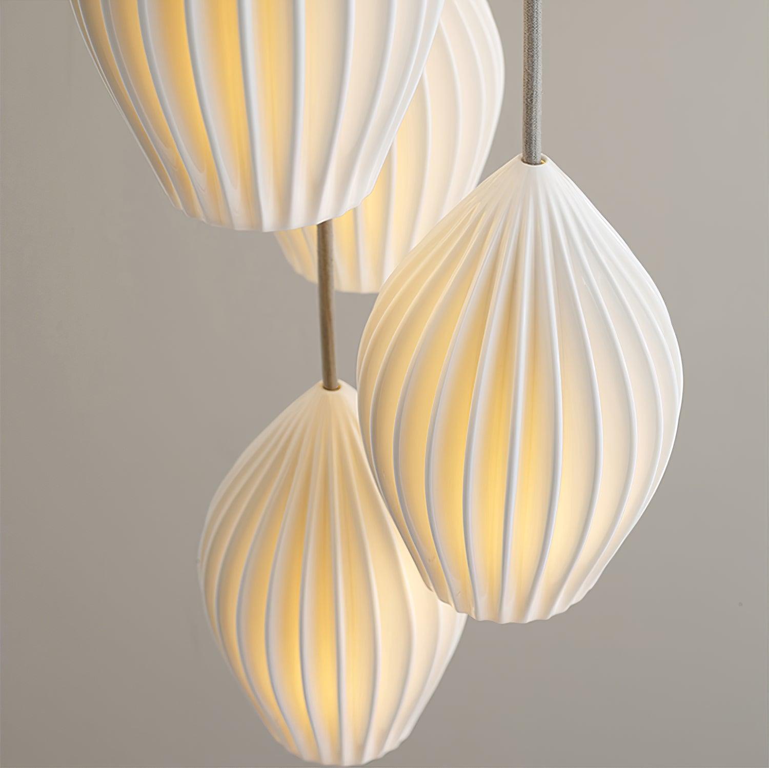 Solara Lampe à suspension en céramique côtelée en porcelaine élégante