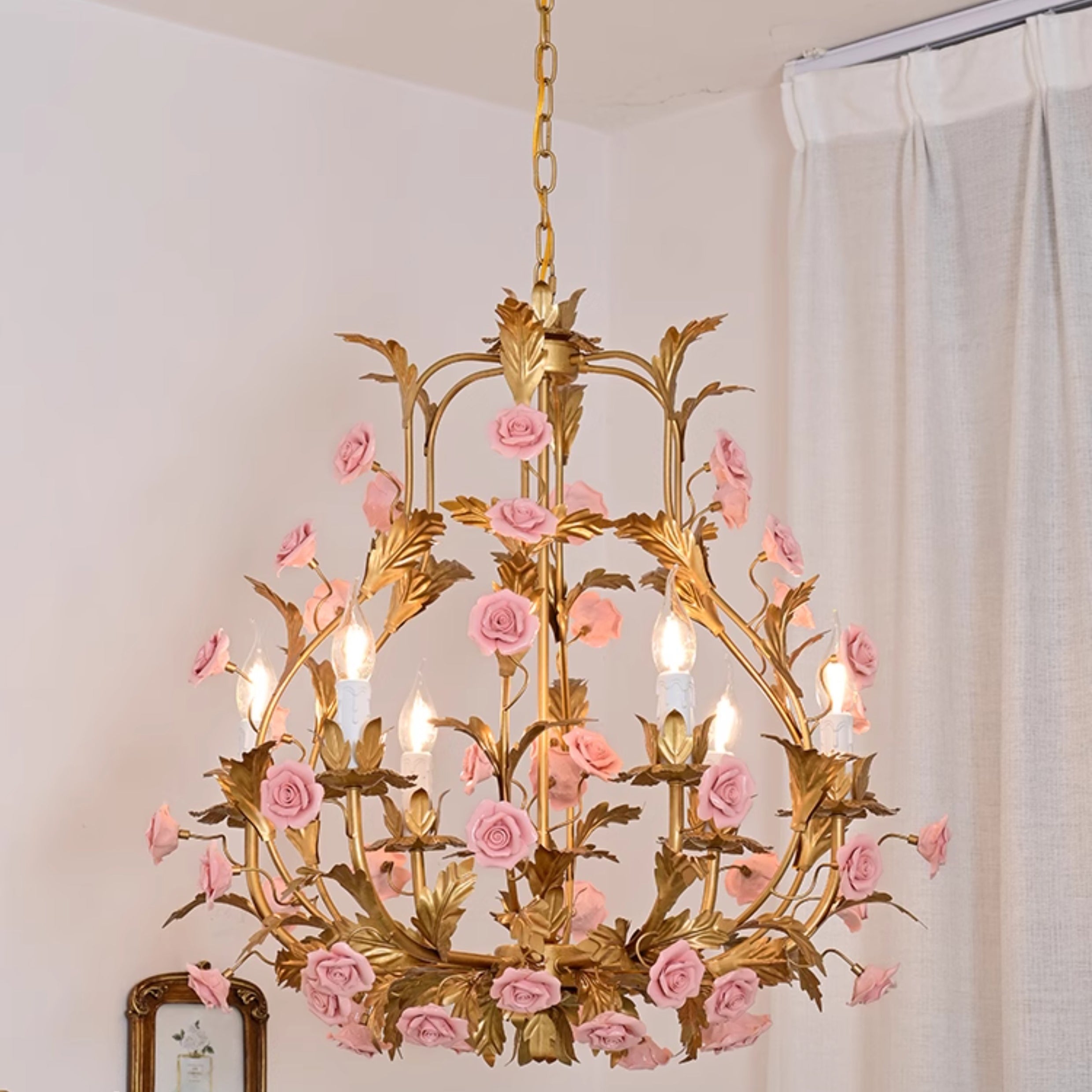 Ember Lustre en Céramique Fleur de Rose de Luxe Postmoderne