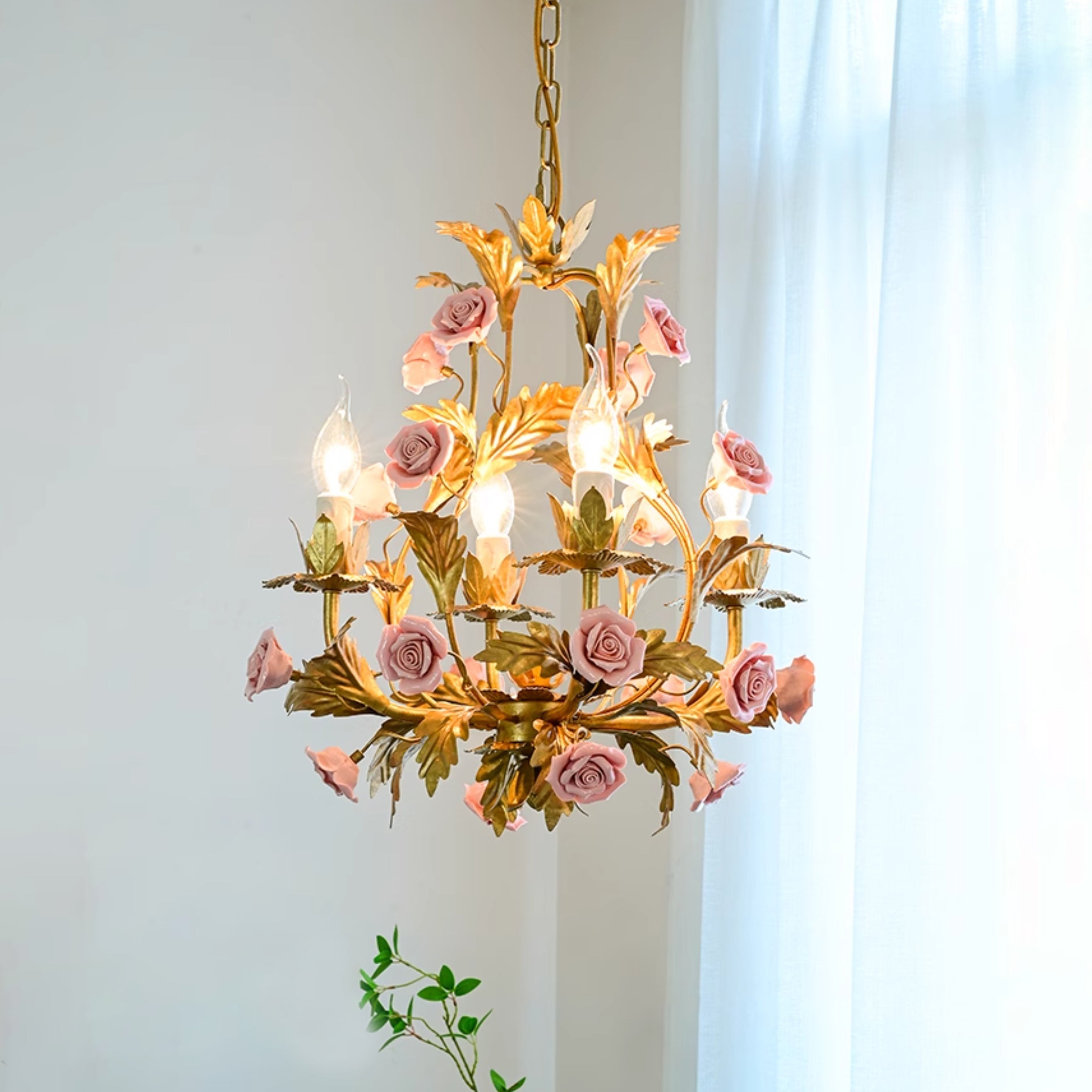 Ember Lustre en Céramique Fleur de Rose de Luxe Postmoderne