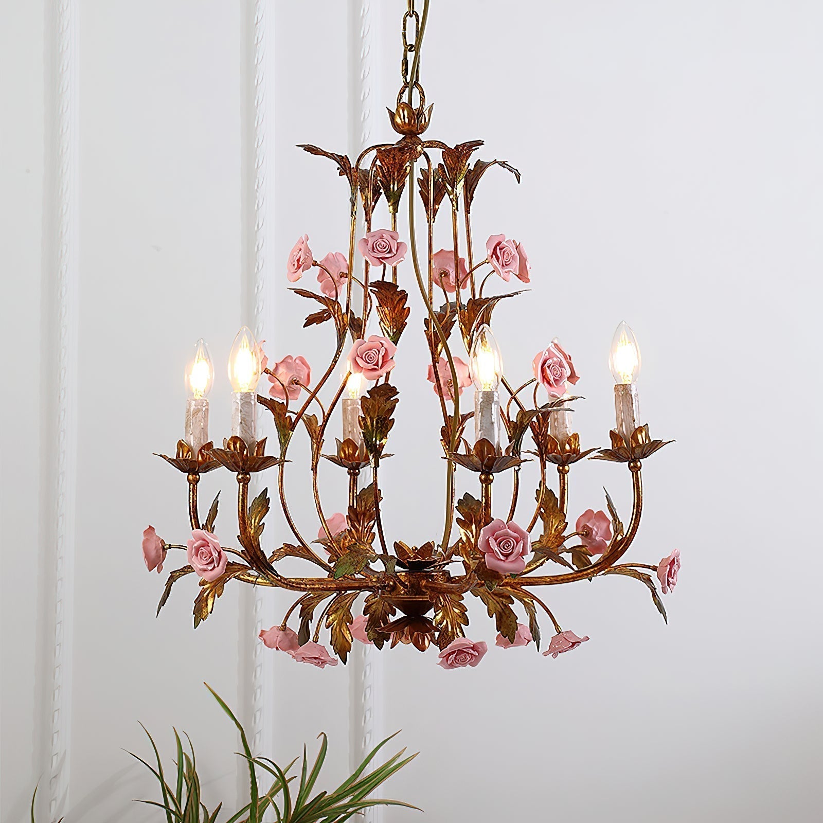 Ember Lustre en Céramique Fleur de Rose de Luxe Postmoderne