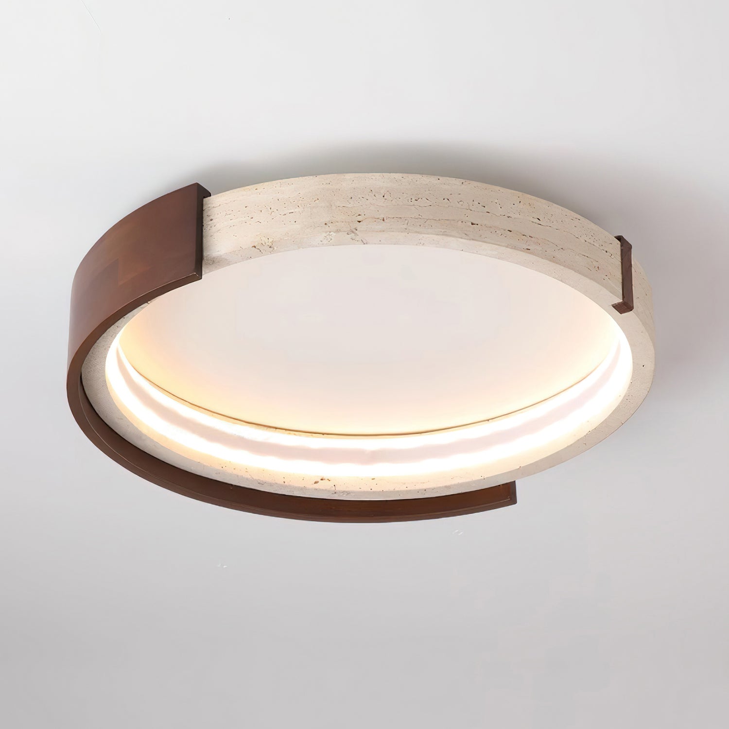 Ritta Plafonnier Halo Moderne Travertin Bois