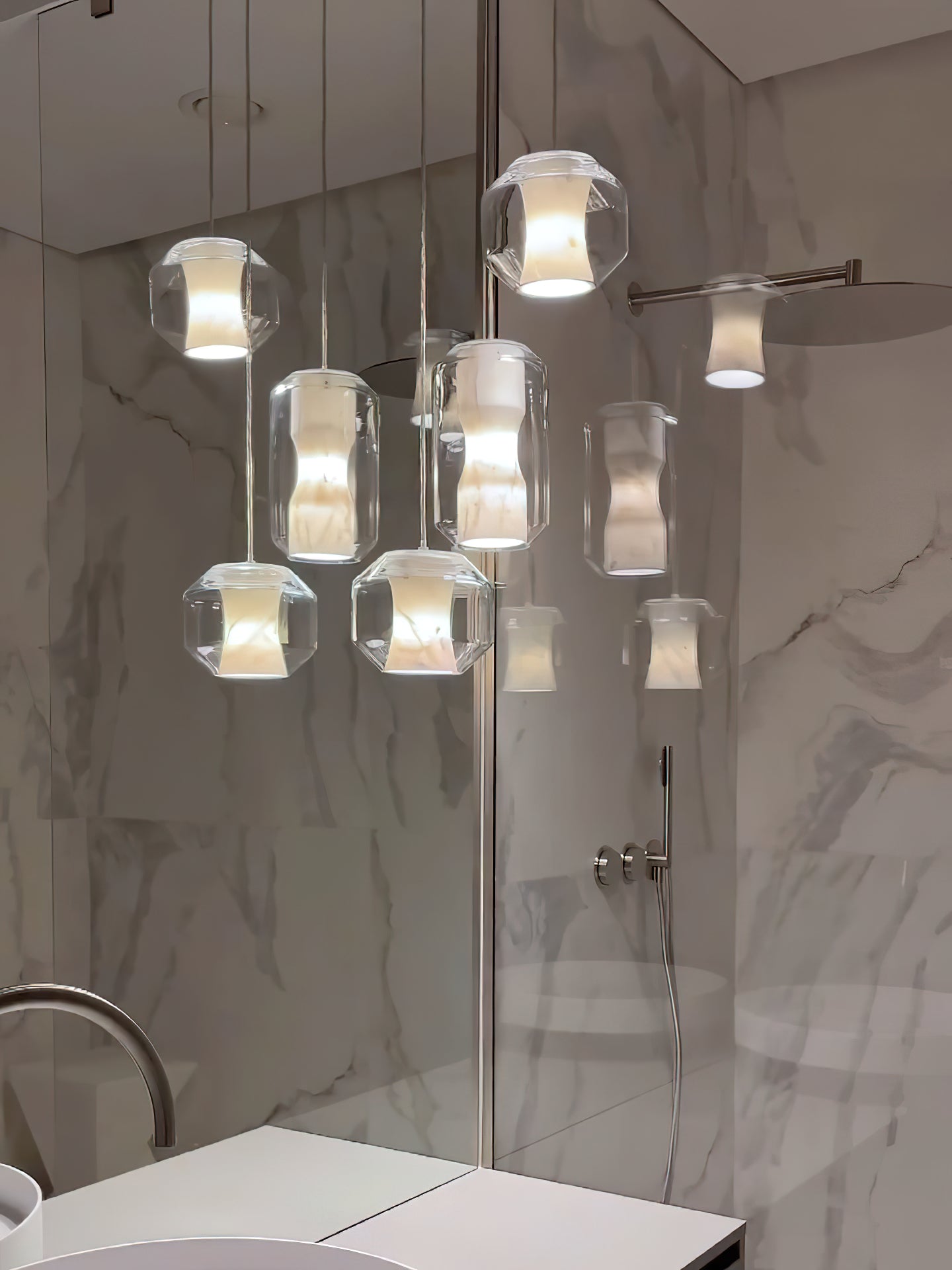 Allirila Lampe à Suspension Moderne Et Minimaliste En Verre Albâtre