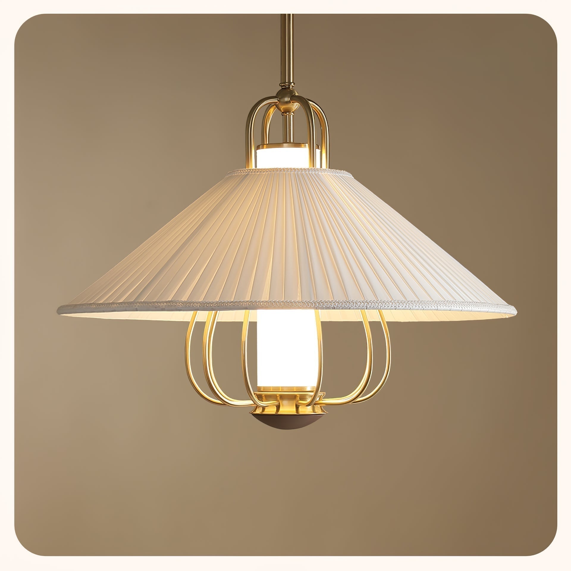 Lustra Suspension en Tissu Doré LED pour Salle à Manger