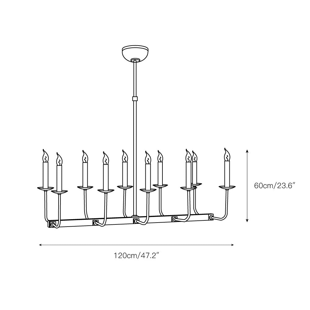 Beacon Lustre Linéaire Moderne Minimaliste en Laiton, Métal et Tissu