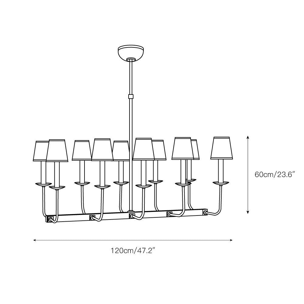 Beacon Lustre Linéaire Moderne Minimaliste en Laiton, Métal et Tissu