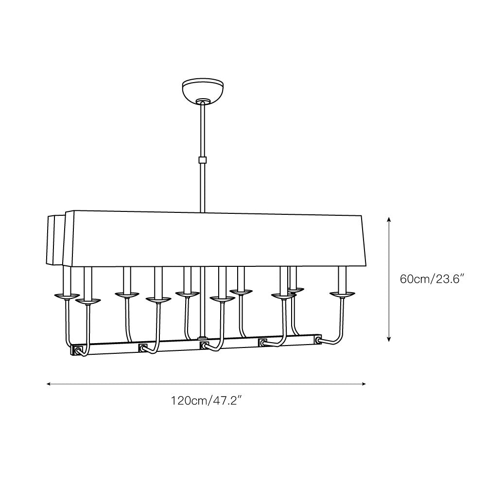 Beacon Lustre Linéaire Moderne Minimaliste en Laiton, Métal et Tissu