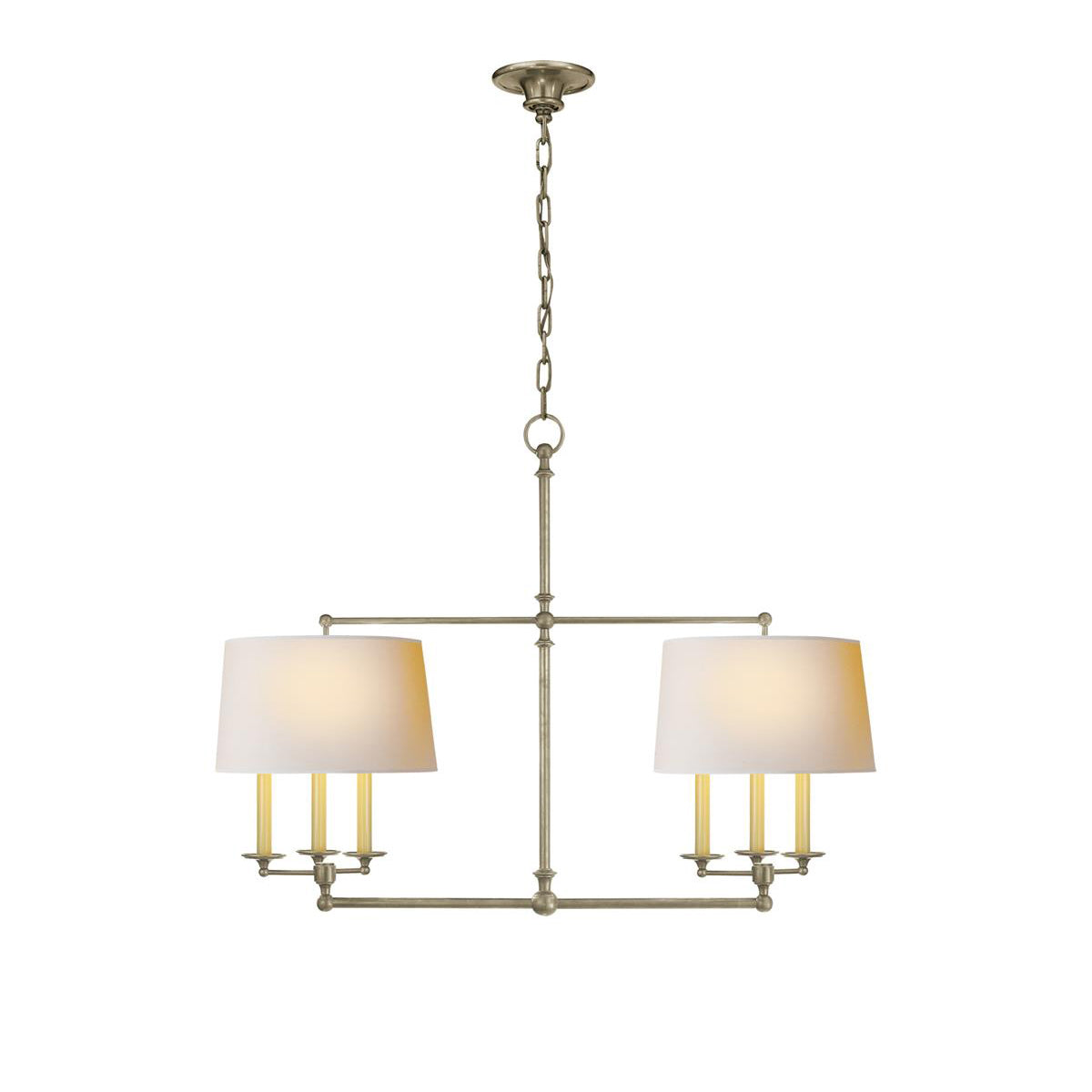 Lustre en Laiton et Tissu Vintage d'Art Classique avec Incrustation