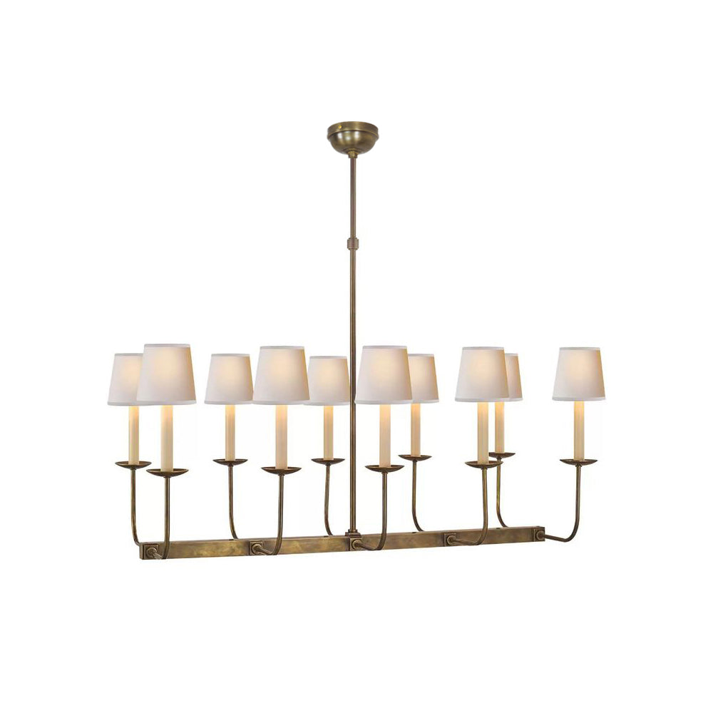 Beacon Lustre Linéaire Moderne Minimaliste en Laiton, Métal et Tissu