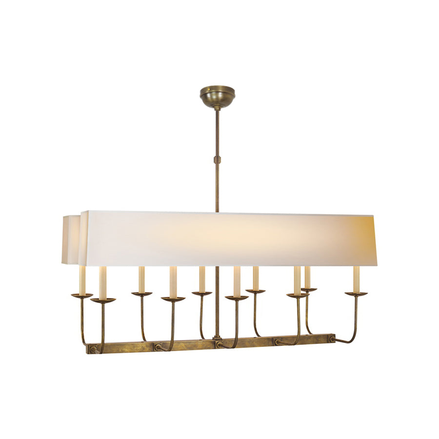 Beacon Lustre Linéaire Moderne Minimaliste en Laiton, Métal et Tissu