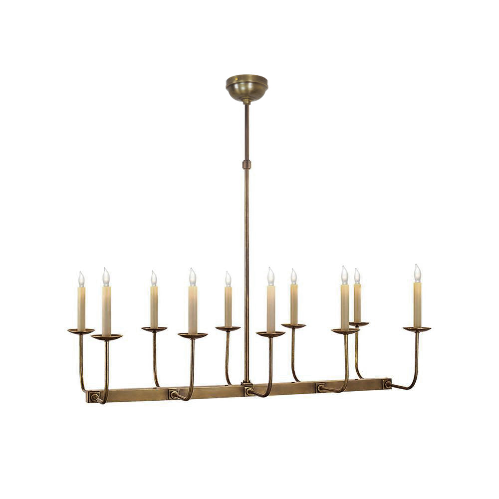 Beacon Lustre Linéaire Moderne Minimaliste en Laiton, Métal et Tissu