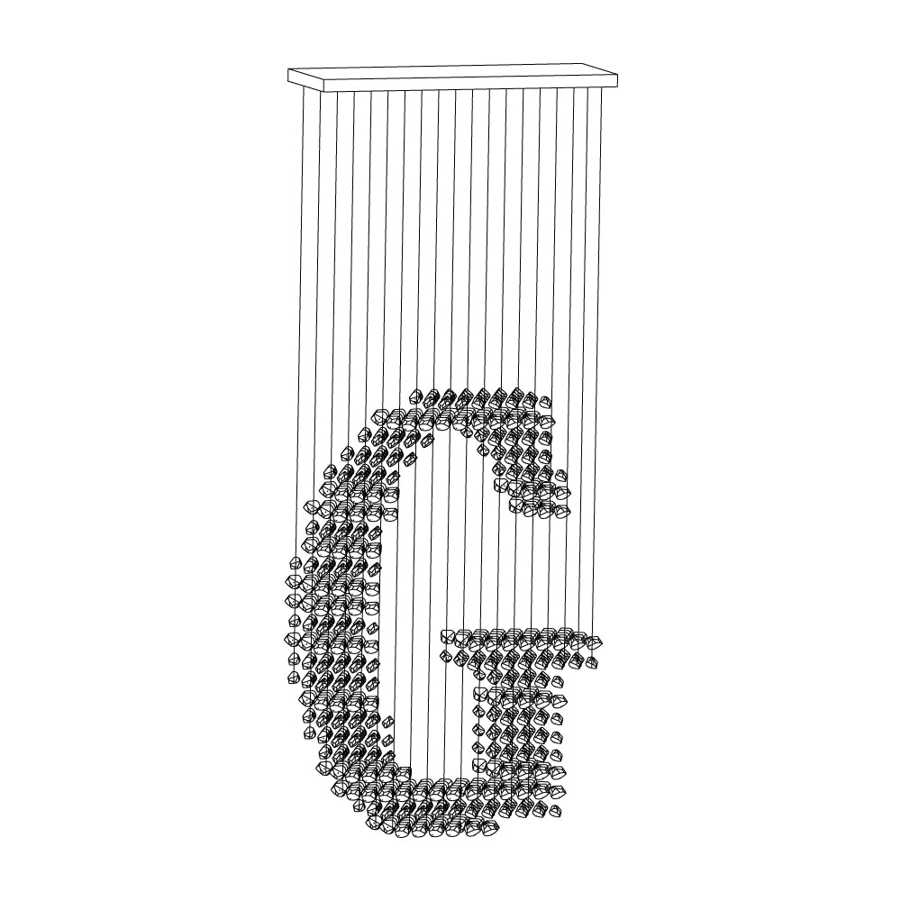 Arsilus Lustre sculptural en pierre charbon, lettres de G à L