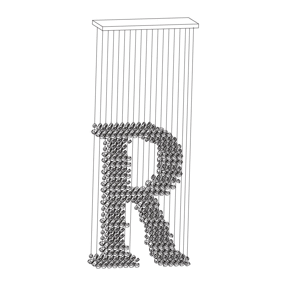 Arsilus Lustre Sculptural en Pierre Charbon Lettres de M à R