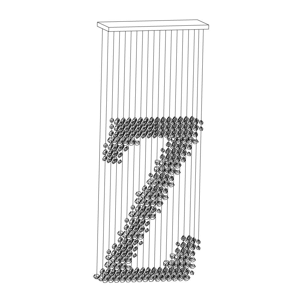 Arsilus Lustre Sculptural en Pierre Charbon Lettres de S à Z