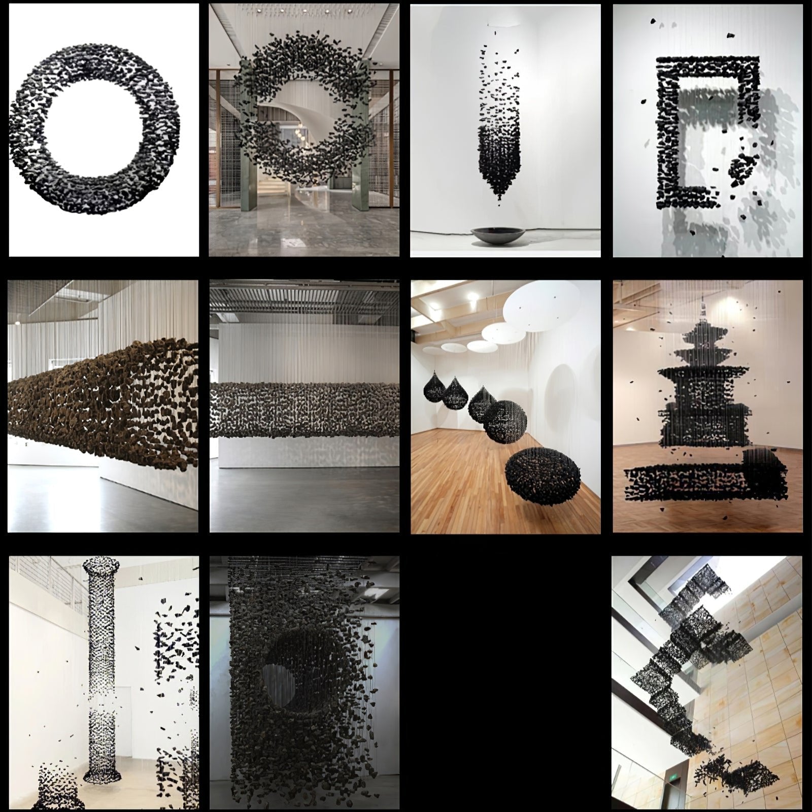 Arsilus Charcoal Stone Shape Hourglass Sculptural Lustre