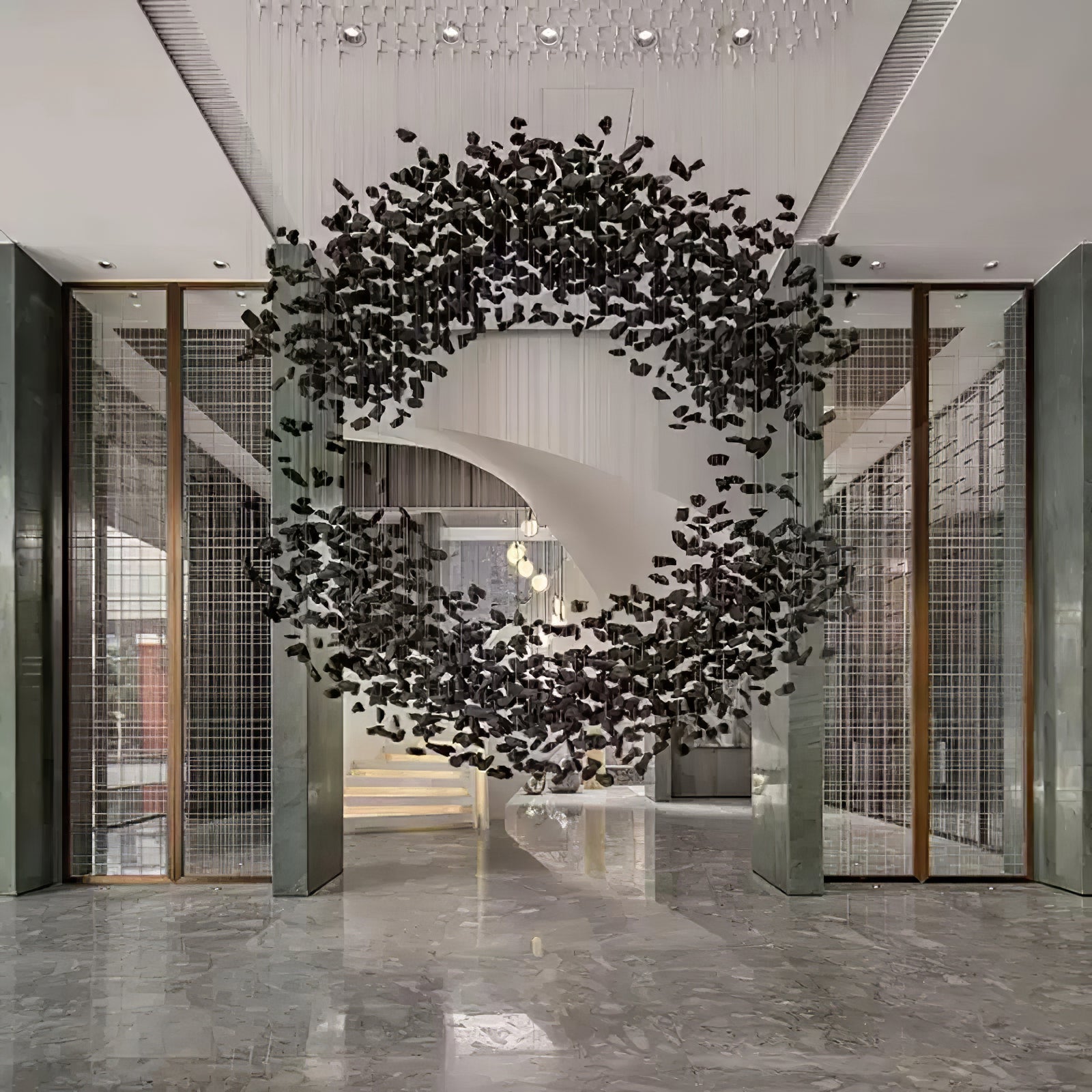 Arsilus Charbon Pierre Sculptural Lustre Orbiculaire