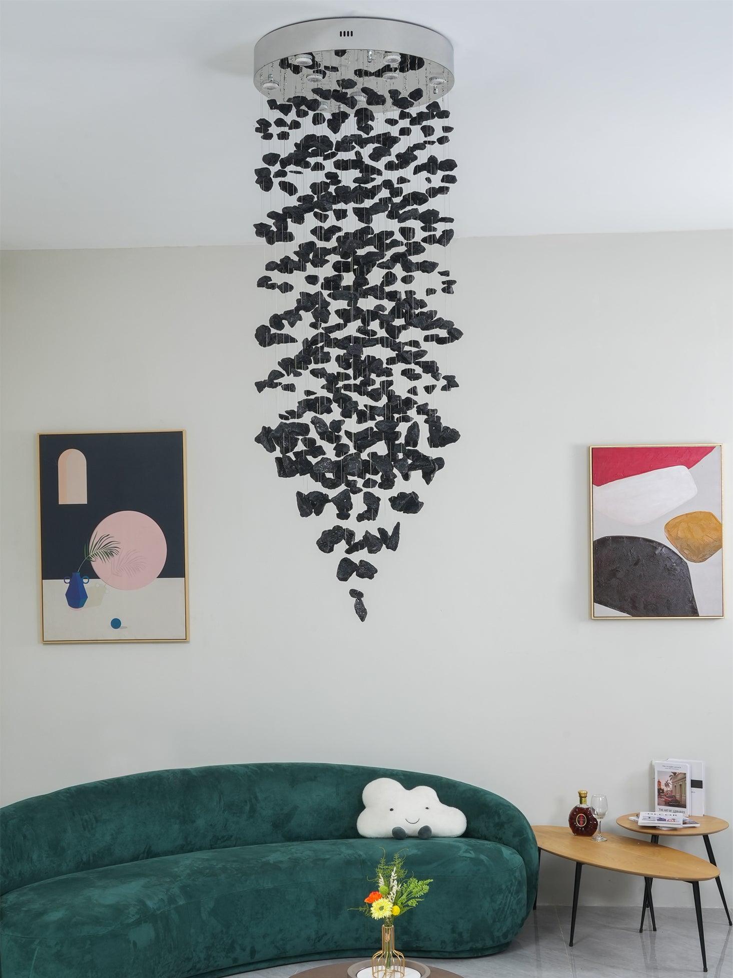 Arsilus Lustre Sculptural en Pierre Charbon Lettres de M à R