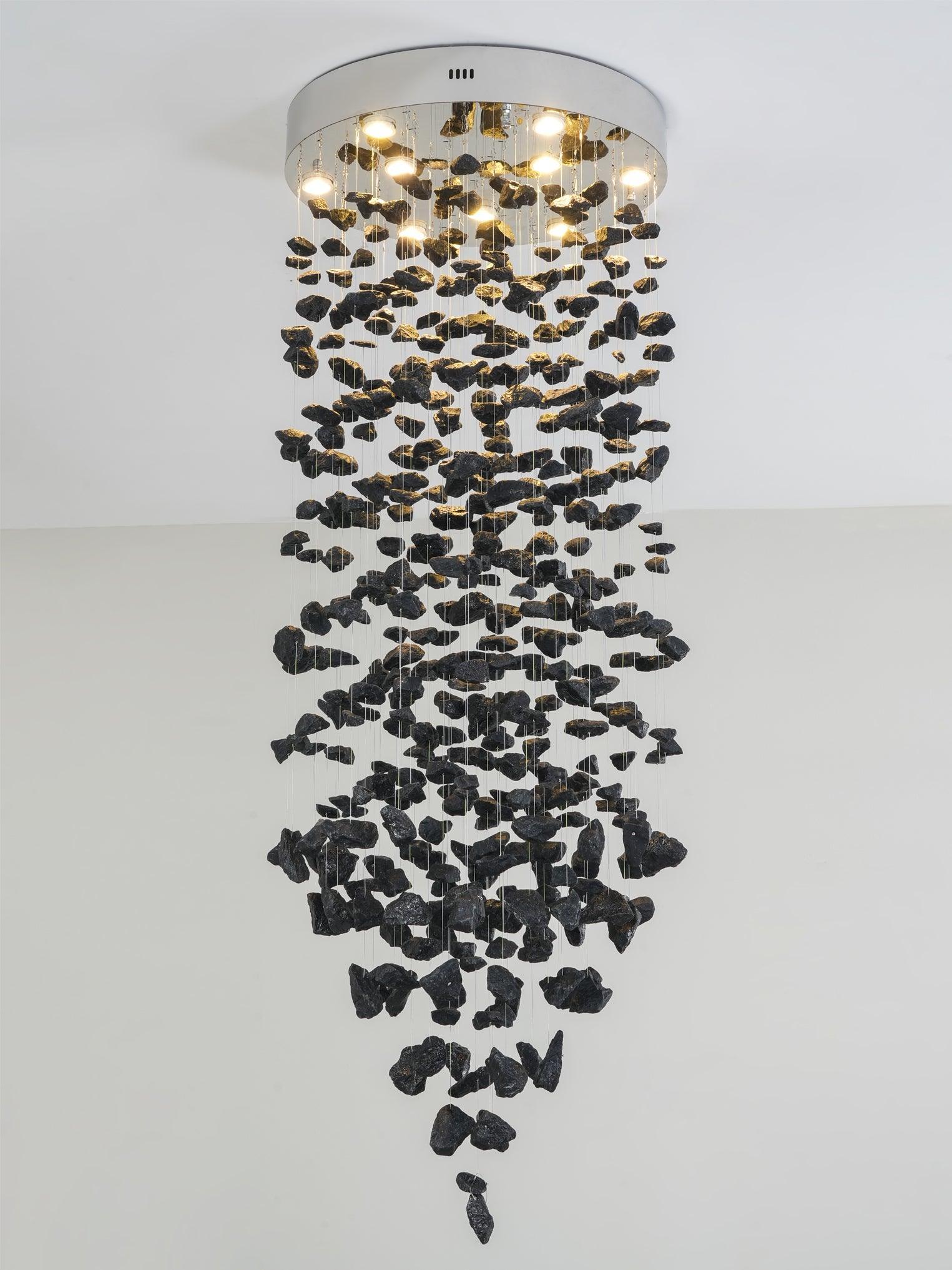 Arsilus Lustre Sculptural en Pierre Charbon Lettres de M à R