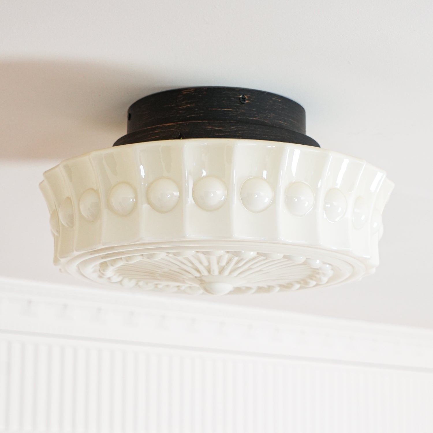 Solara Plafonnier en Verre Blanc Floral pour Salon