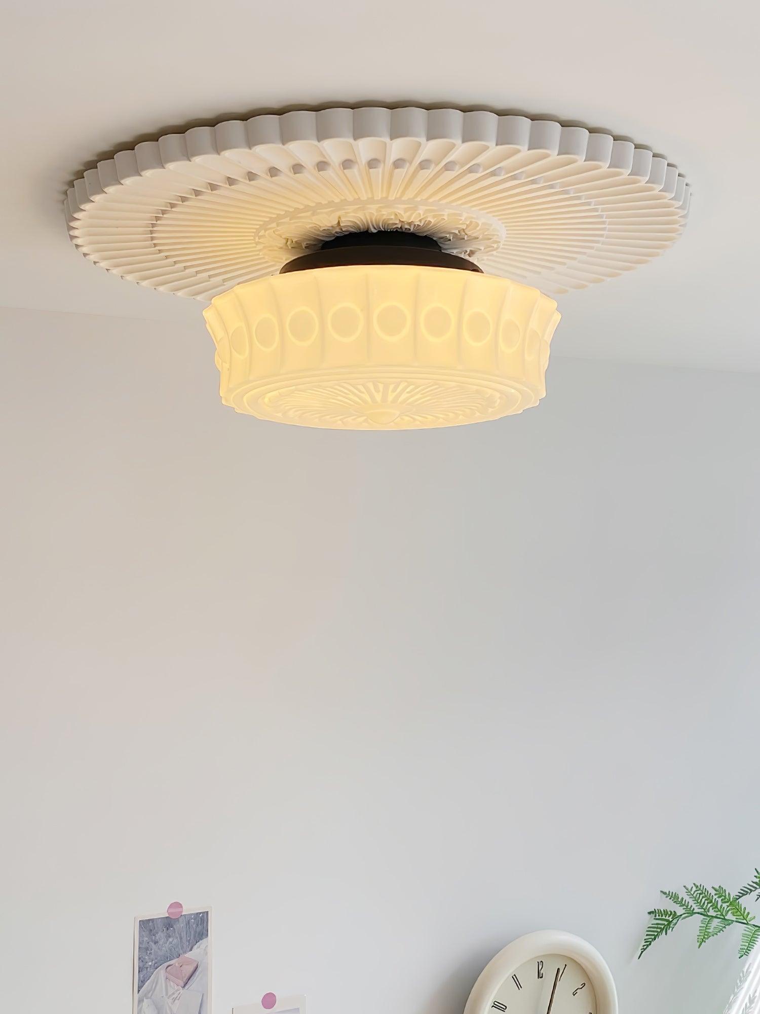 Solara Plafonnier en Verre Blanc Floral pour Salon