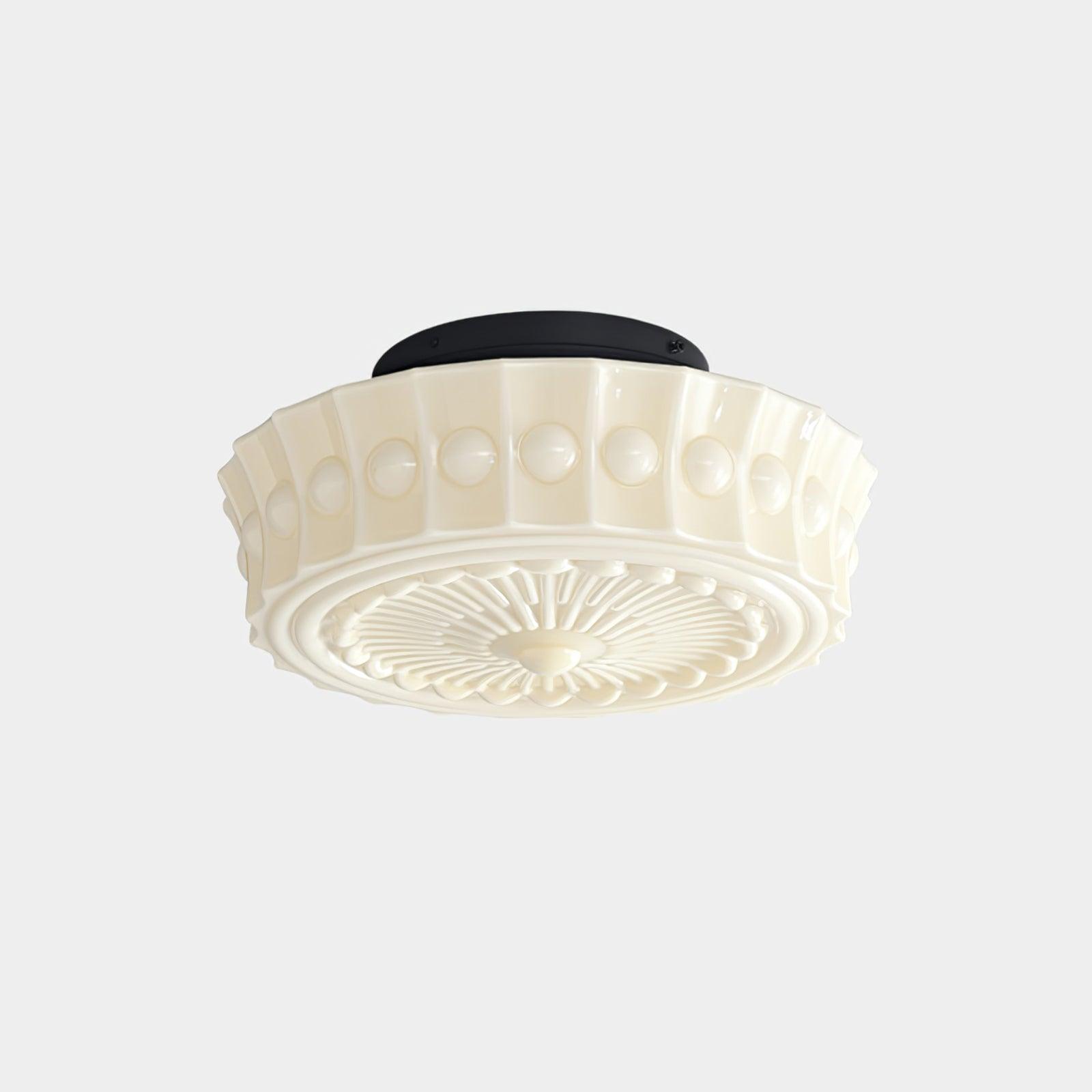 Solara Plafonnier en Verre Blanc Floral pour Salon