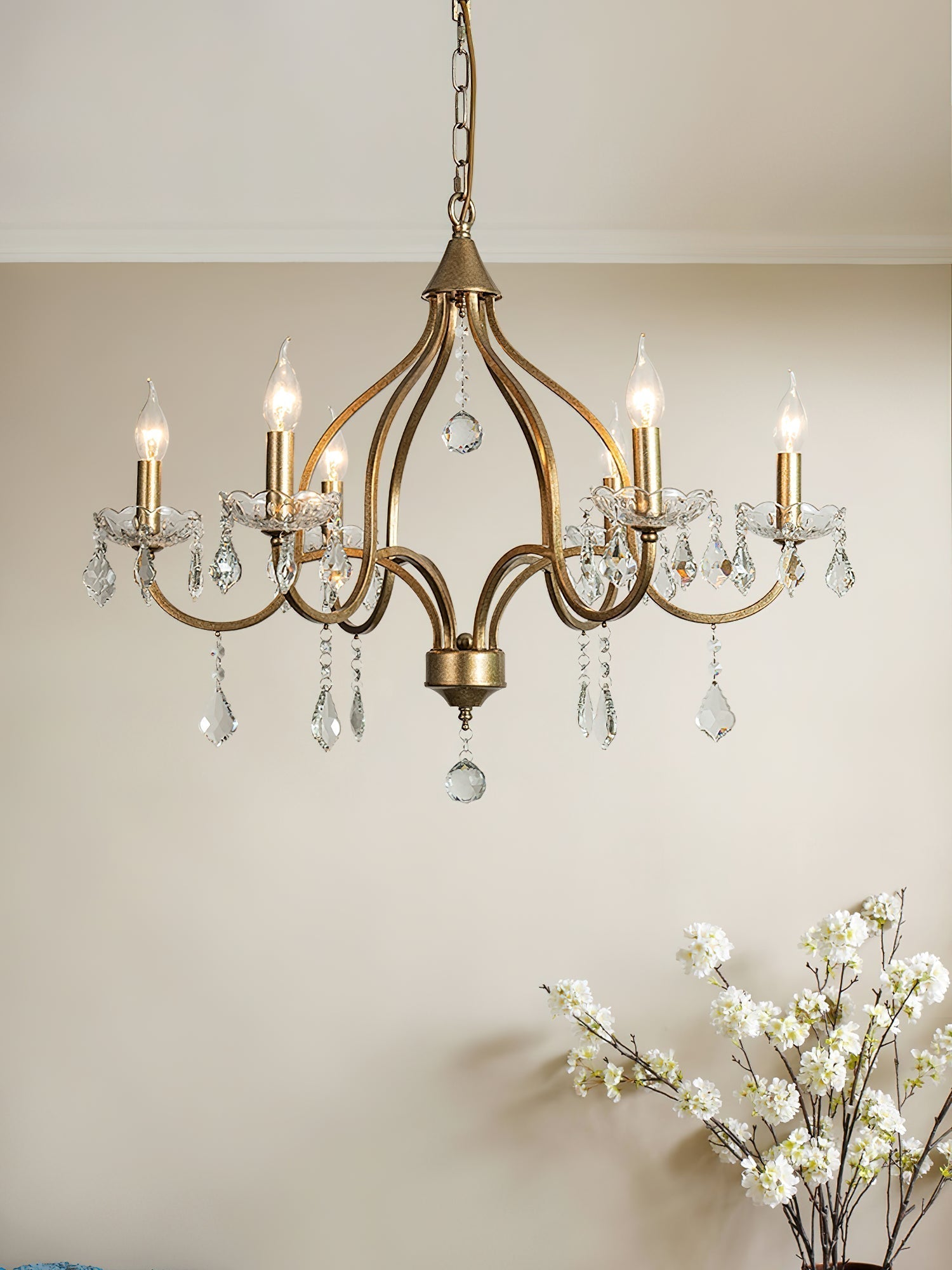 Lustre en Laiton Métal Cristal Vintage Alliant Luxe et Élégance