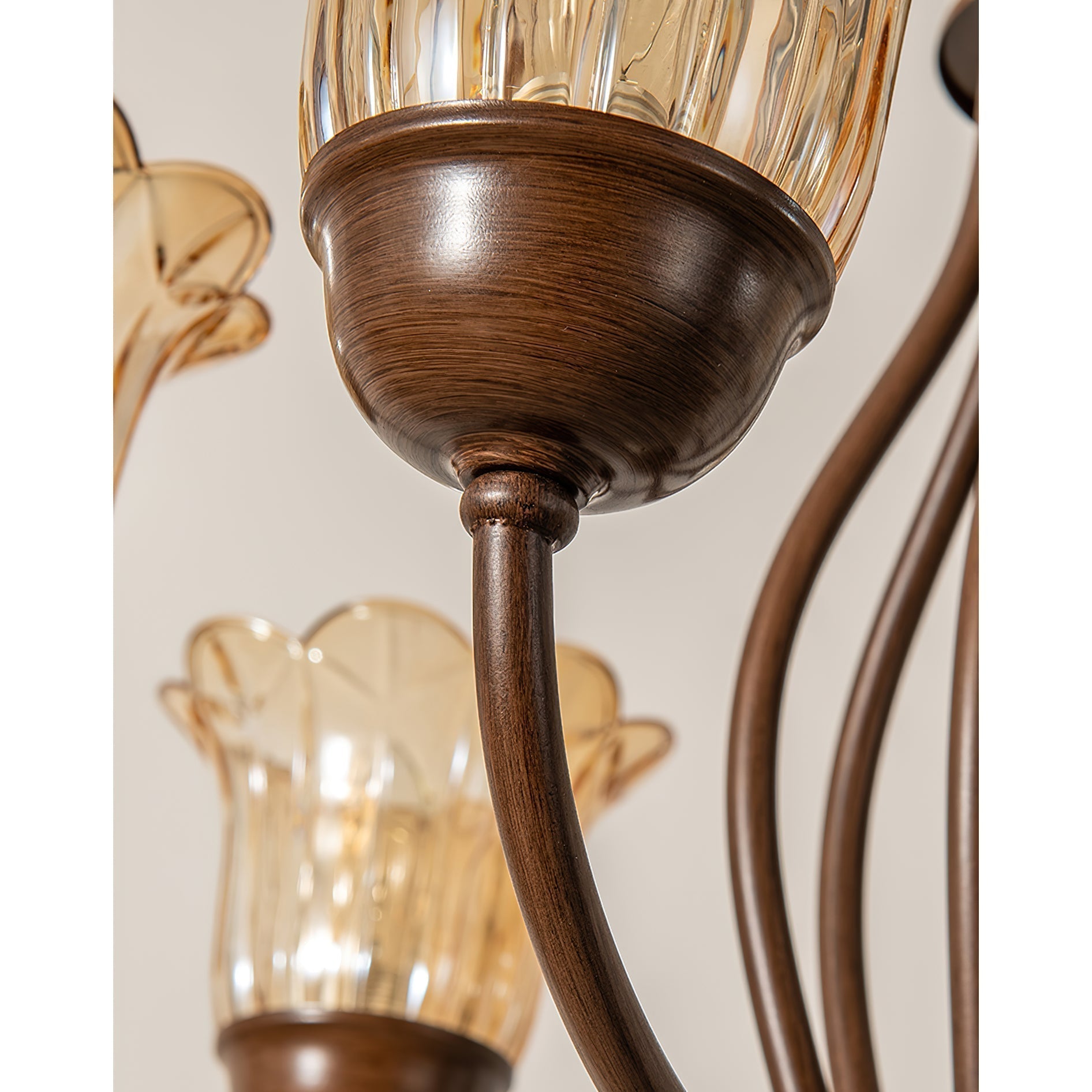 Brume Lustre Vintage Industriel Métal Verre Ambre