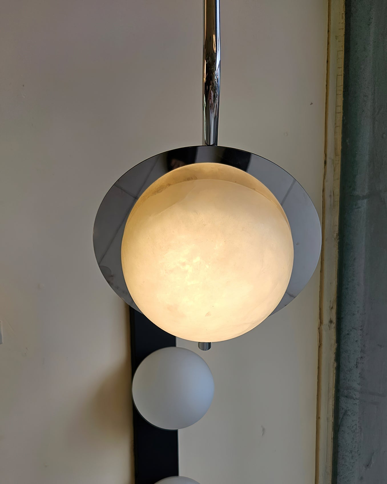 Ivvaros Lampe Suspension Chic Moderne Minimaliste Acier Inoxydable Alabastre