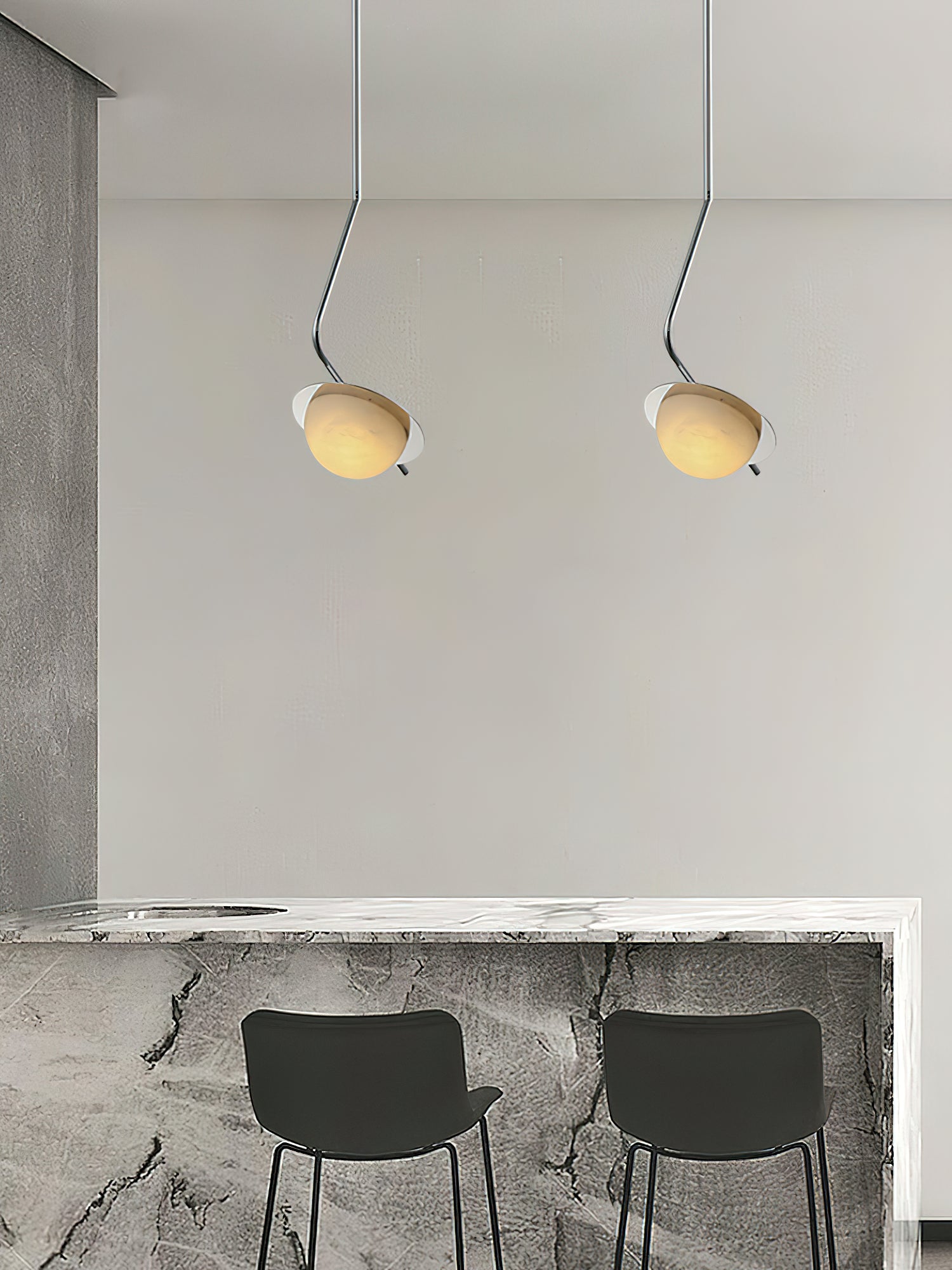 Ivvaros Lampe Suspension Chic Moderne Minimaliste Acier Inoxydable Alabastre