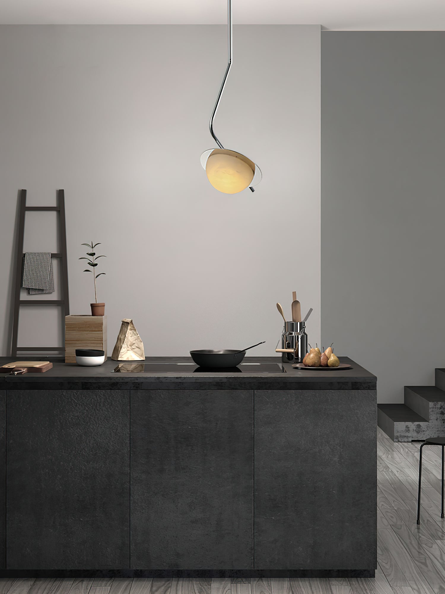 Ivvaros Lampe Suspension Chic Moderne Minimaliste Acier Inoxydable Alabastre
