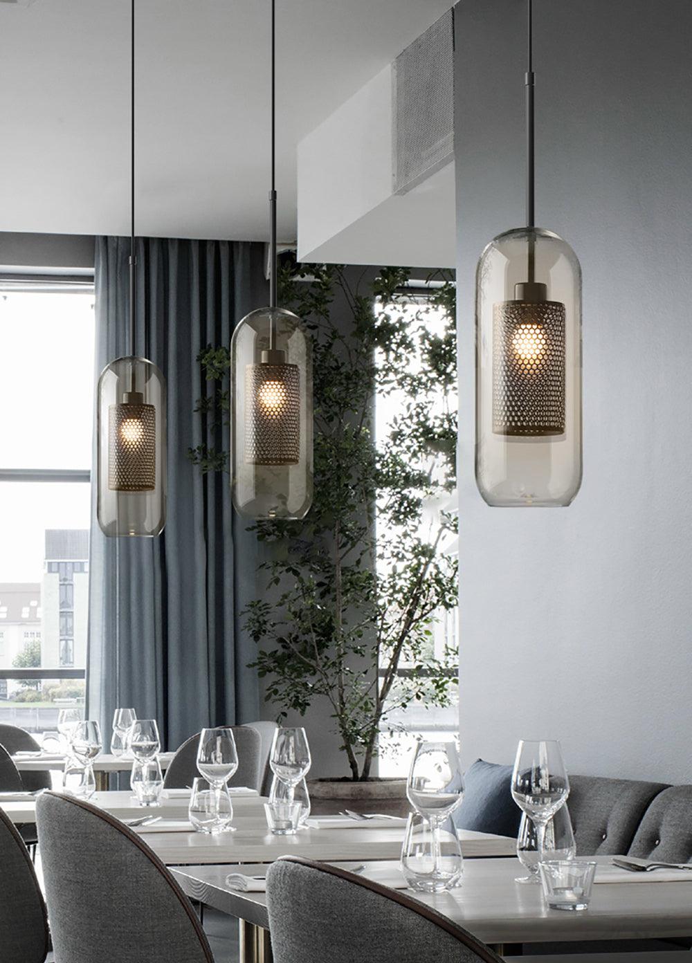 Lustra Suspension en Verre Chiswick pour Salon
