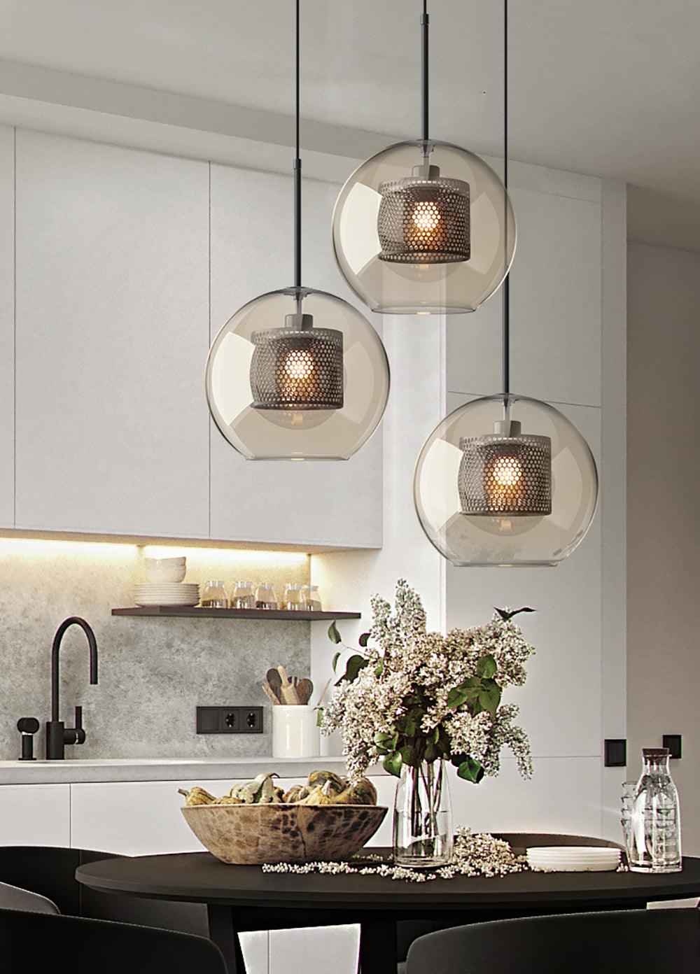Lustra Suspension en Verre Chiswick pour Salon