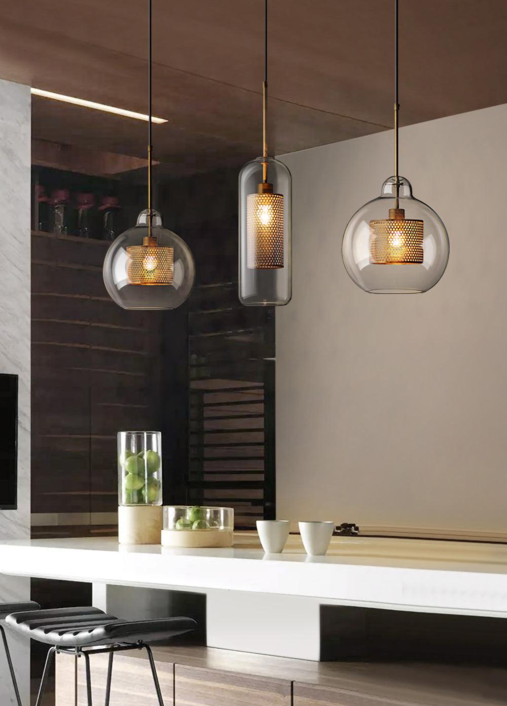 Lustra Suspension en Verre Chiswick pour Salon