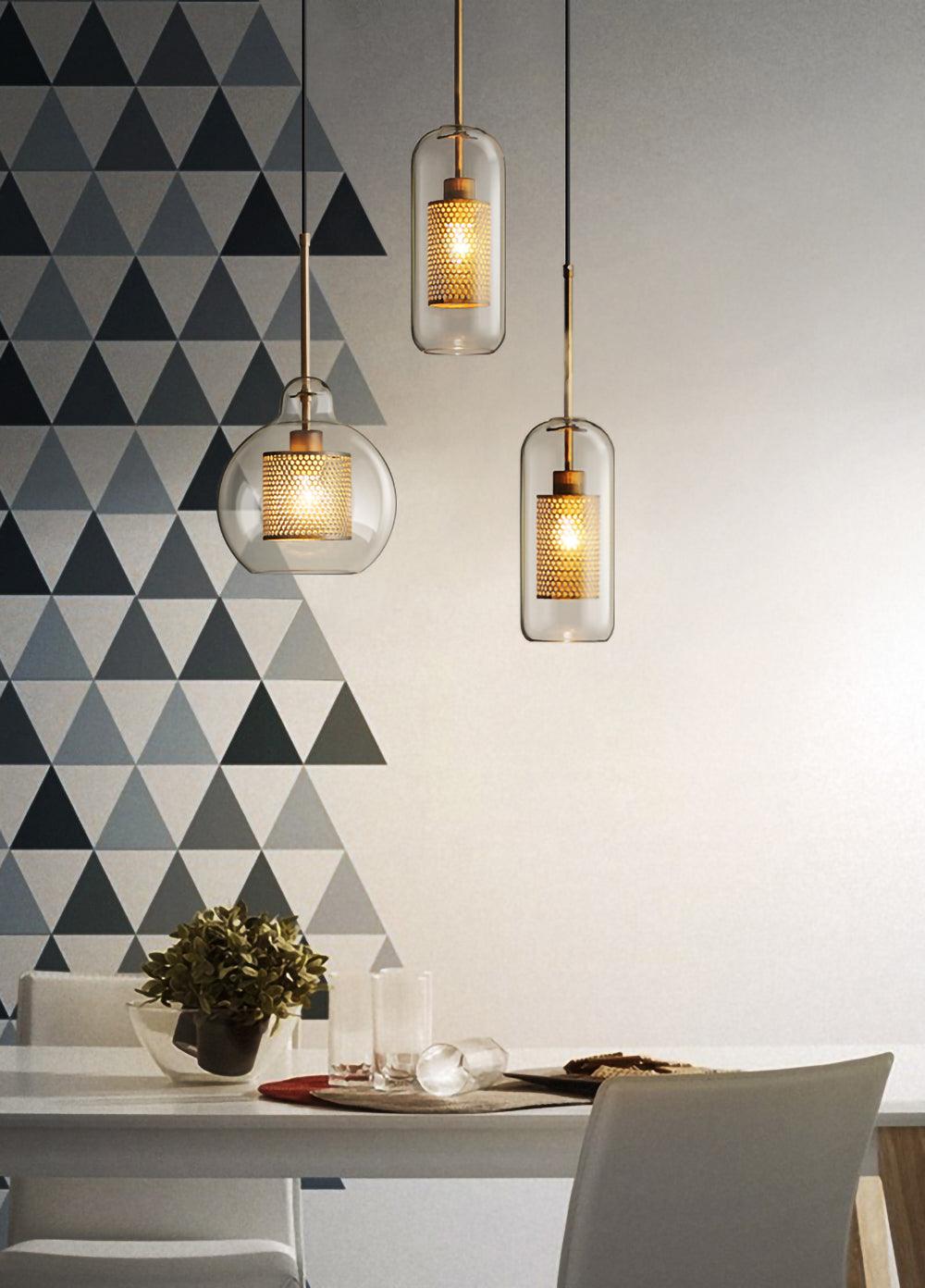 Lustra Suspension en Verre Chiswick pour Salon