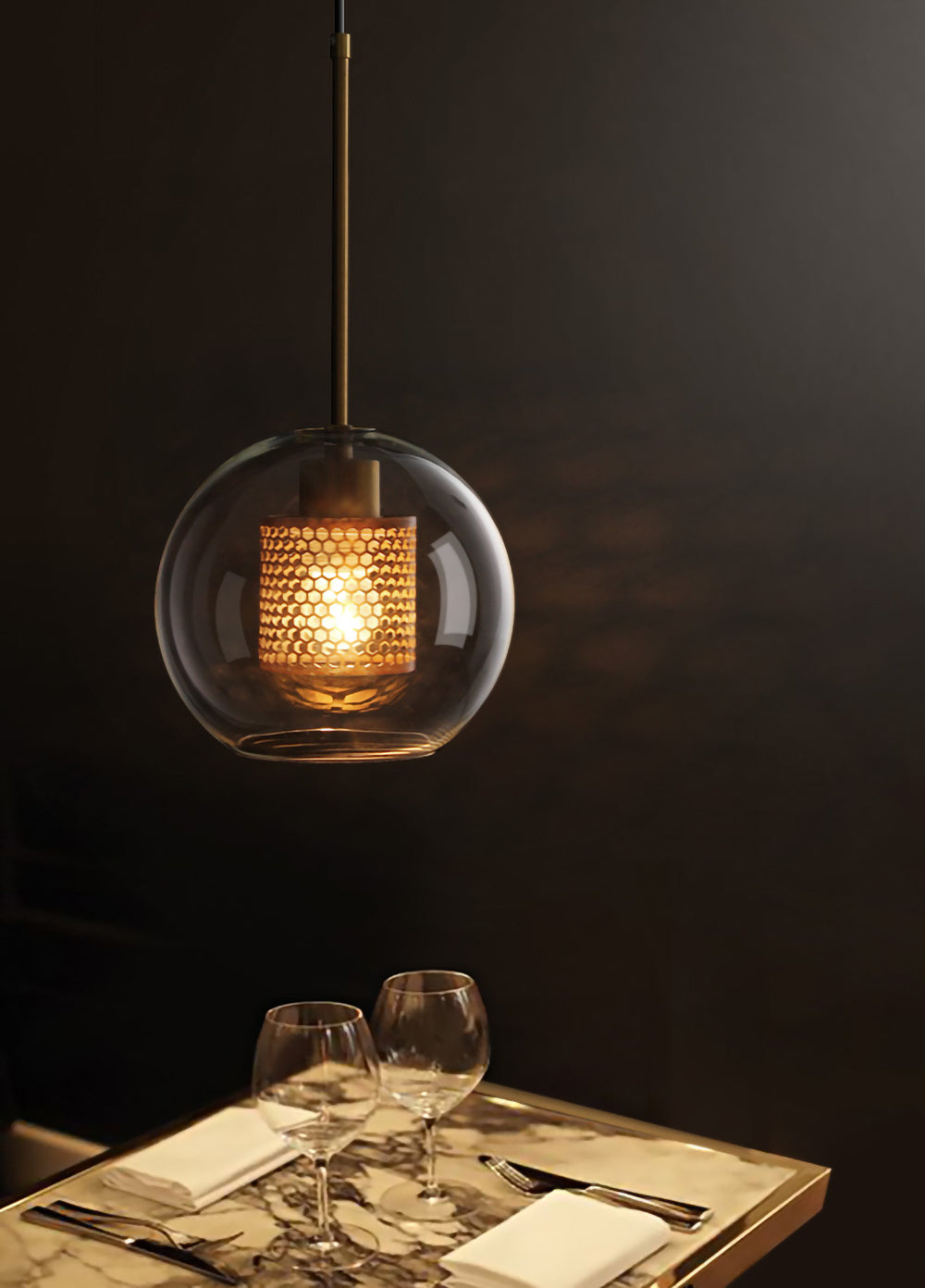 Lustra Suspension en Verre Chiswick pour Salon